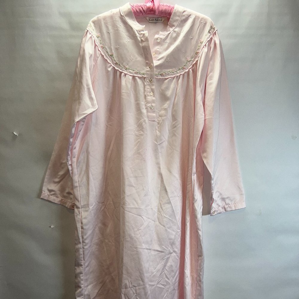 VINTAGE Pink Long Night Gown Women's Size Large